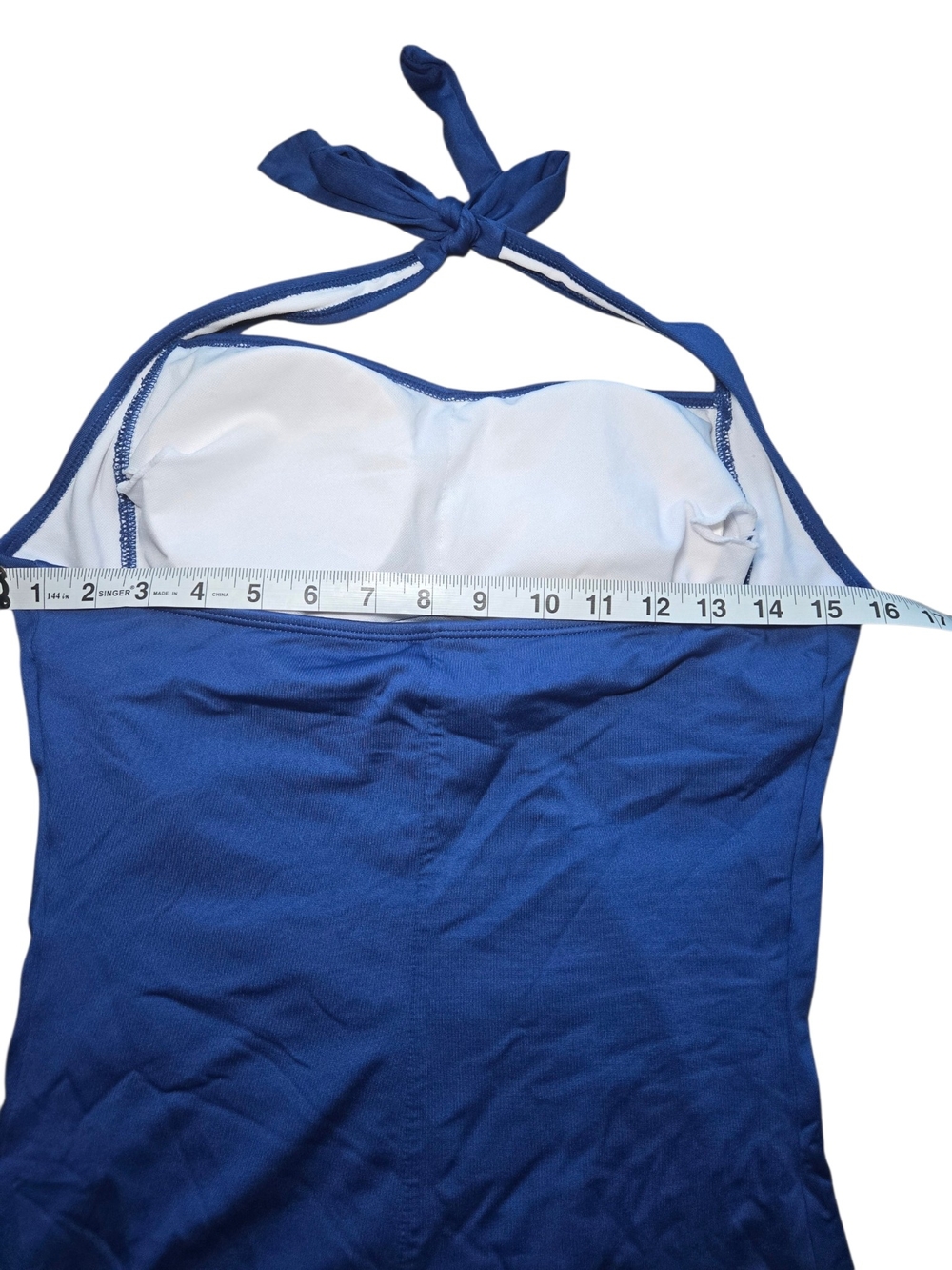 Maternity Blue Halter One-Piece Swimsuit - Picture 7 of 8